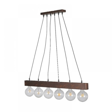 NG Lighting Κρεμαστό Φωτιστικό Ράγα Χειροποίητο Μεταλλικό Καφέ/Σκουριά Εξάφωτο Ε27 100x80cm 2027465